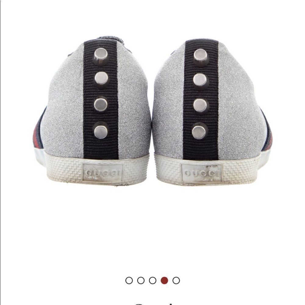 Gucci web silver sneakers size 7.5 - Picture 3 of 13